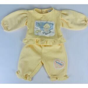 Vtg Baby Girl Apres Ski Quilted Outfit Butter Yellow Winter Retro 0-3 Months